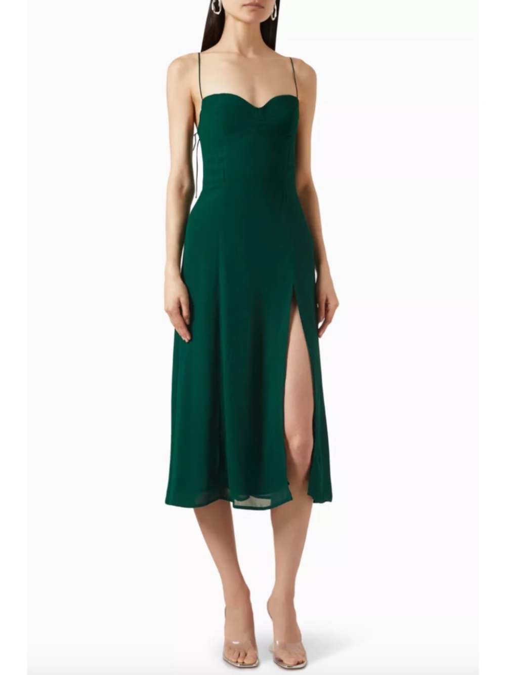 NEW Reformation Juliette Dress Emerald 2 - Picture 6 of 17